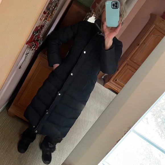 Lands’End Black Down Maxi Coat Sz XS - Picture 14 of 14